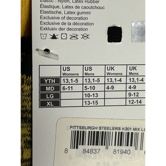 NEW! NFL TEAM APPAREL PITTSBURGH STEELERS BLACK GOLD ADULT LARGE Men Logo SOCKS - Picture 6 of 8